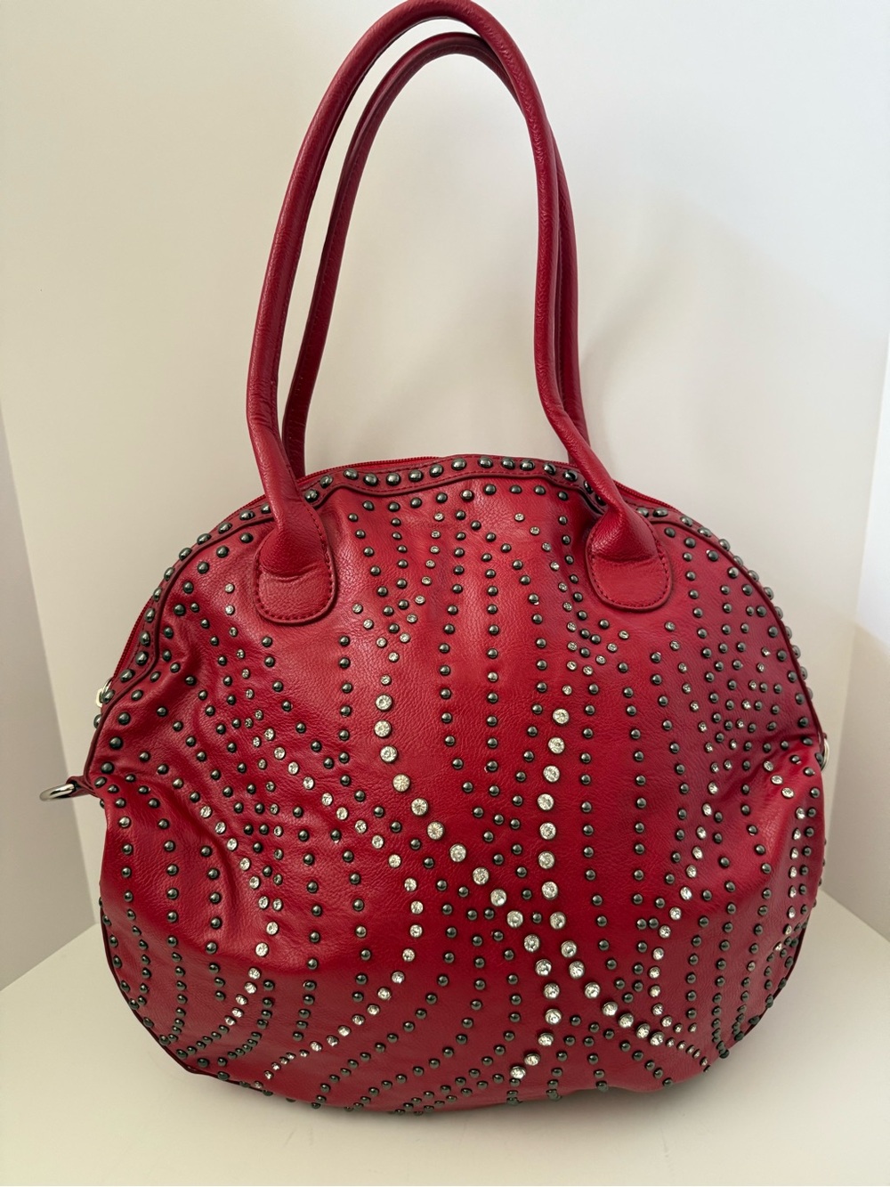 Hananel Red Studded Rhinestone Large Purse Western Cowgirl Rodeo Y2K Bag